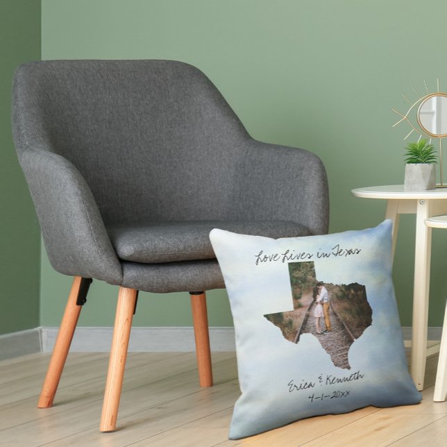 Coussin Love Vit Au Texas State Formé Photo Personnalisée (Créateur téléchargé)