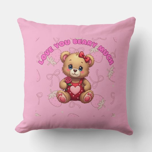 Coussin Love You Beary Much – Ourson de la Saint-Valentin (Recto)