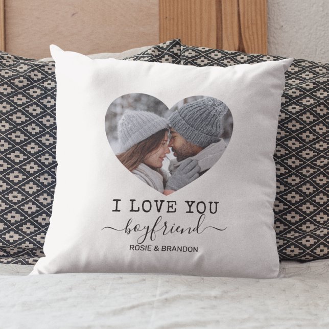 Coussin Love You Boyfriend coeur Photo (Créateur téléchargé)