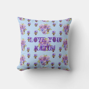 Coussin Love You Customisé Girls Name Floral Cushion