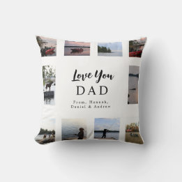 Coussin Love You Dad | 10 Photos et Noms Personnalisables
