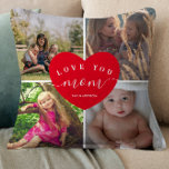 Coussin Love You MOM Cadeaux Photo Collage Coeur mignon Sc<br><div class="desc">Love You MOM Cadeaux Photo Collage Coeur mignon Script</div>