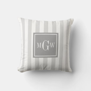 Coussin Lt Gris Blanc Gris Gris Carré 3 Monogramme