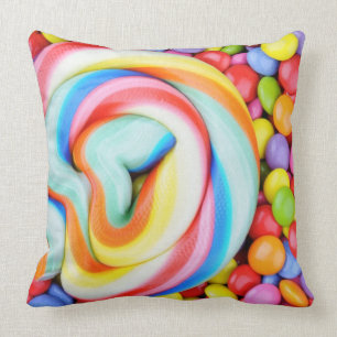 Coussin Lucette rayée et je-sais-tout multicolores