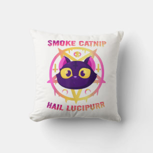 Coussin Lucipurr à la grêle à la fumée, Funny Satanic Chat