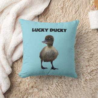Coussin Lucky Duck Funny Cute Duckling Oiseau Photo Art