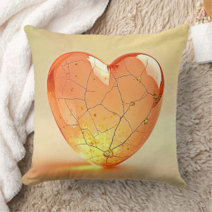 Coussin Lueur de cœur brisé doré