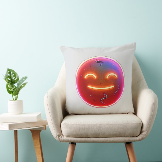 Coussin Lueur de Joie : Émoticon Numérique (Chaise)