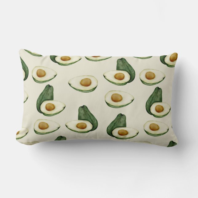Coussin Lumbar Motif Avocado (Recto)