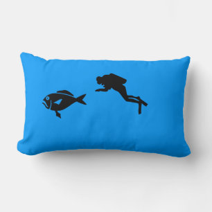 Coussin (lumbar) - Plongeur sous-marin et poisson