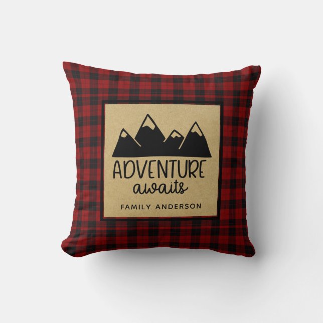 Coussin Lumberjack Aventure Await Décor Personnalisé (Recto)