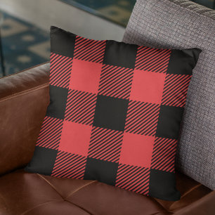Coussin Lumberjack Rouge & Noir Woodsman Tartan Plaid