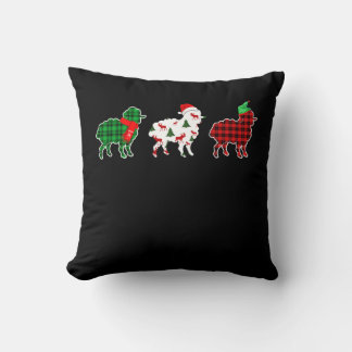 Coussin Lumières de l'arbre de Noël des moutons amusants |