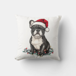 Coussin Lumières de Noël Bouledogue Français Cadeaux Chien
