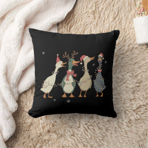 Coussin Lumières de Noël Canards Animaux Drôles Amoureux d