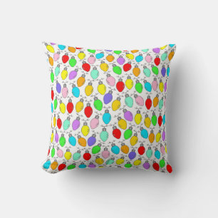 Coussin Lumières de Noël colorées sur fond blanc