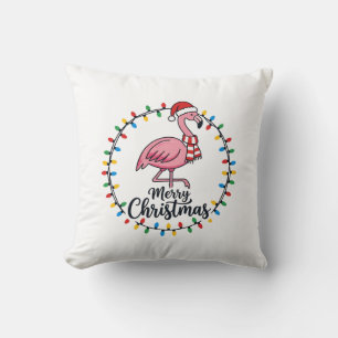 Coussin Lumières de Noël Flamant Rose Fêtes