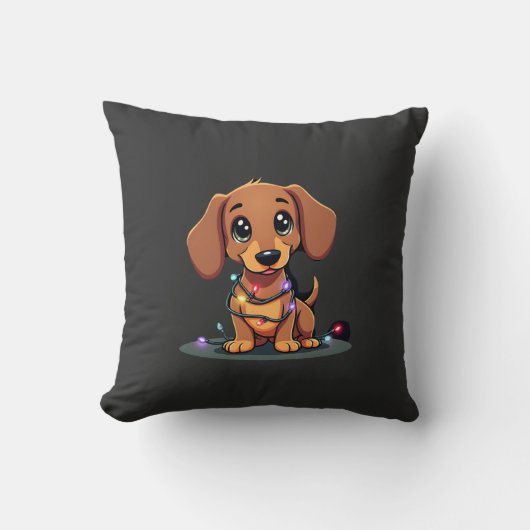 Coussin Lumières de Noël pour teckel (1) (Recto)