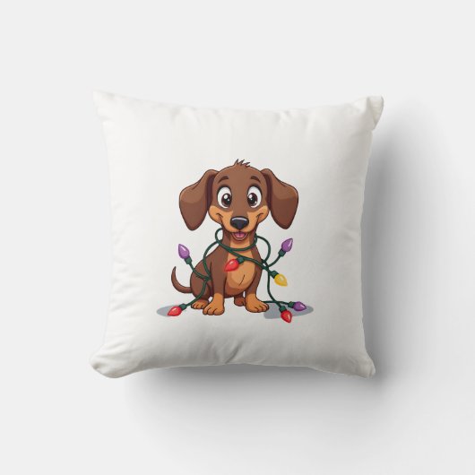 Coussin Lumières de Noël pour Teckel (2) (Recto)