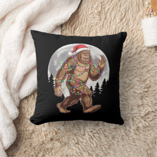 Coussin Lumières de sapin de Noël Bigfoot Santa Xmas Sasqu