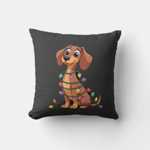 Coussin Lumières de teckel de Noël (2)