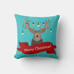 Coussin Luminaires turquoise rouge de Noël modernes