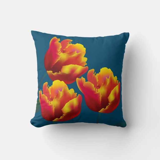 Coussin Lumineuse Tulipe de perroquet jaune orange (Recto)