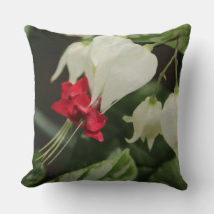 Coussin Lumineux rouge blanc tropical fleuri Lisse oreille