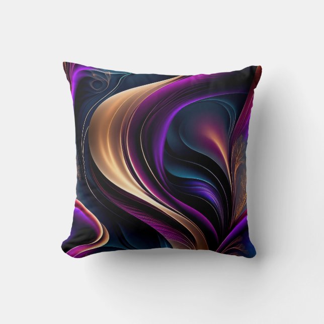 Coussin Luminous Flow - Bold Purple, Teal, and Gold Art (Recto)