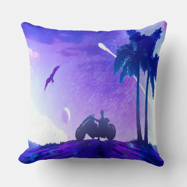 Coussin Lunar Mirage – Lancer de Pillo d'art numérique pal (Recto)