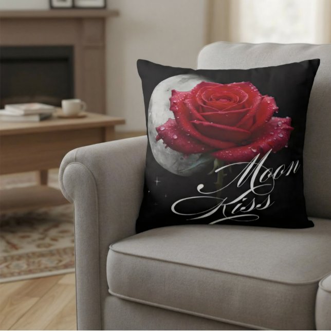 Coussin Lune Baiser Rose Rouge Céleste  (Créateur téléchargé)