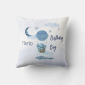 Coussin Lune bleue petit éléphant garçon d'anniversaire (Verso)