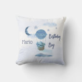 Coussin Lune bleue petit éléphant garçon d'anniversaire (Recto)