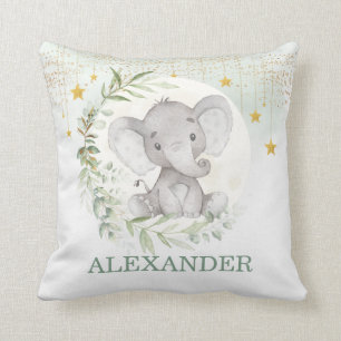 Coussin Lune Eléphant Vert Or Twinkle Little Star