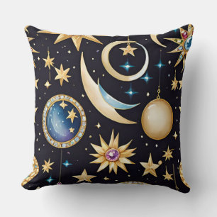 Coussin Lune Et Étoiles Céleste