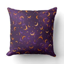 Lune et étoiles d'or violet Coton Halloween