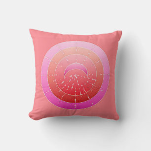 Coussin Lune et étoiles Mandala - Coral rose et orchidée