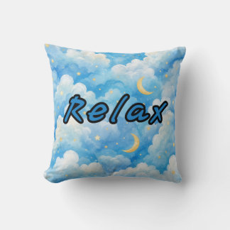 Coussin Lune et Nuages Bleus de Rêve | Céleste