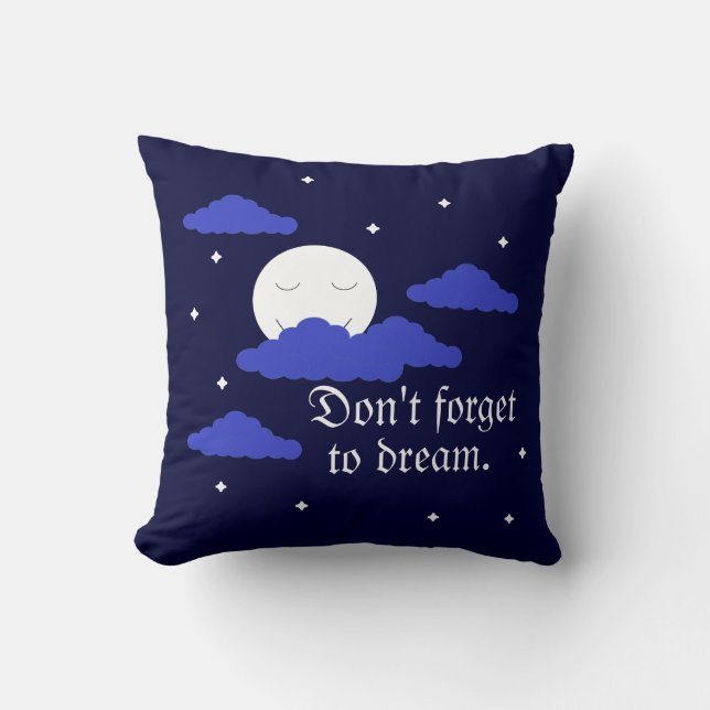 Coussin Lune étoilée avec nuages : bleu foncé (Recto)
