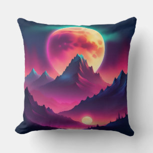 Coussin lune montante entre les montagnes