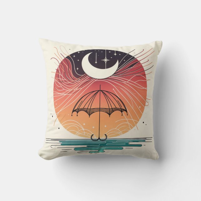 Coussin Lune reposant sur un parapluie avec Starfall Art (Recto)