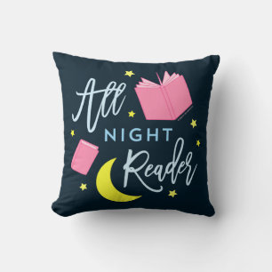 Coussin Lune Stars et livres roses Tous Lecteur de Nuit