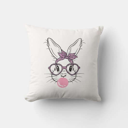 Coussin Lunettes de léopard visage de lapin Bubble Gum Jou (Recto)