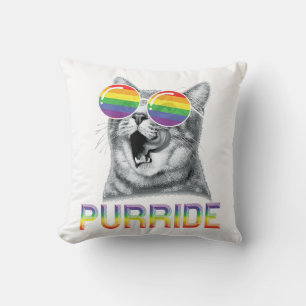 Coussin Lunettes de soleil arc-en-ciel Gay Pride Chat Drôl