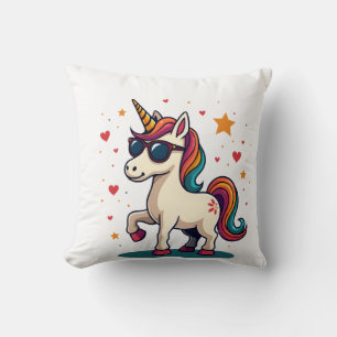 Coussin Lunettes de soleil arc-en-ciel licorne vintage Dab