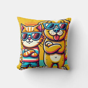 Coussin Lunettes de soleil de chat et de chien mignonnes S