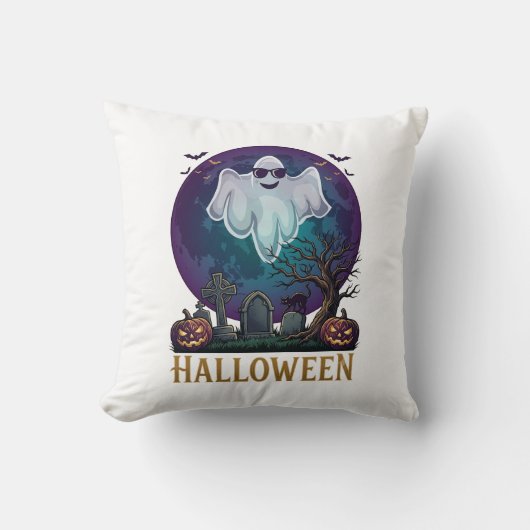 Coussin Lunettes de soleil fantôme Halloween Violet Tombe (Recto)