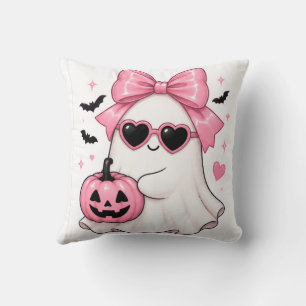 Coussin Lunettes de soleil Ghost Heart à noeud rose