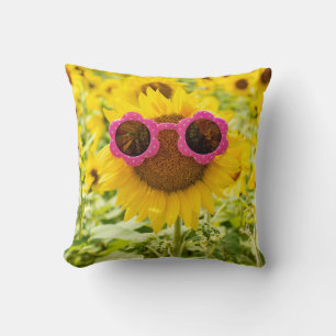 Coussin Lunettes De Soleil Roses Sur Tournesol