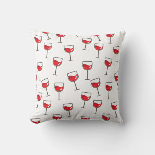 Coussin Lunettes de vin rouge Motif sur blanc